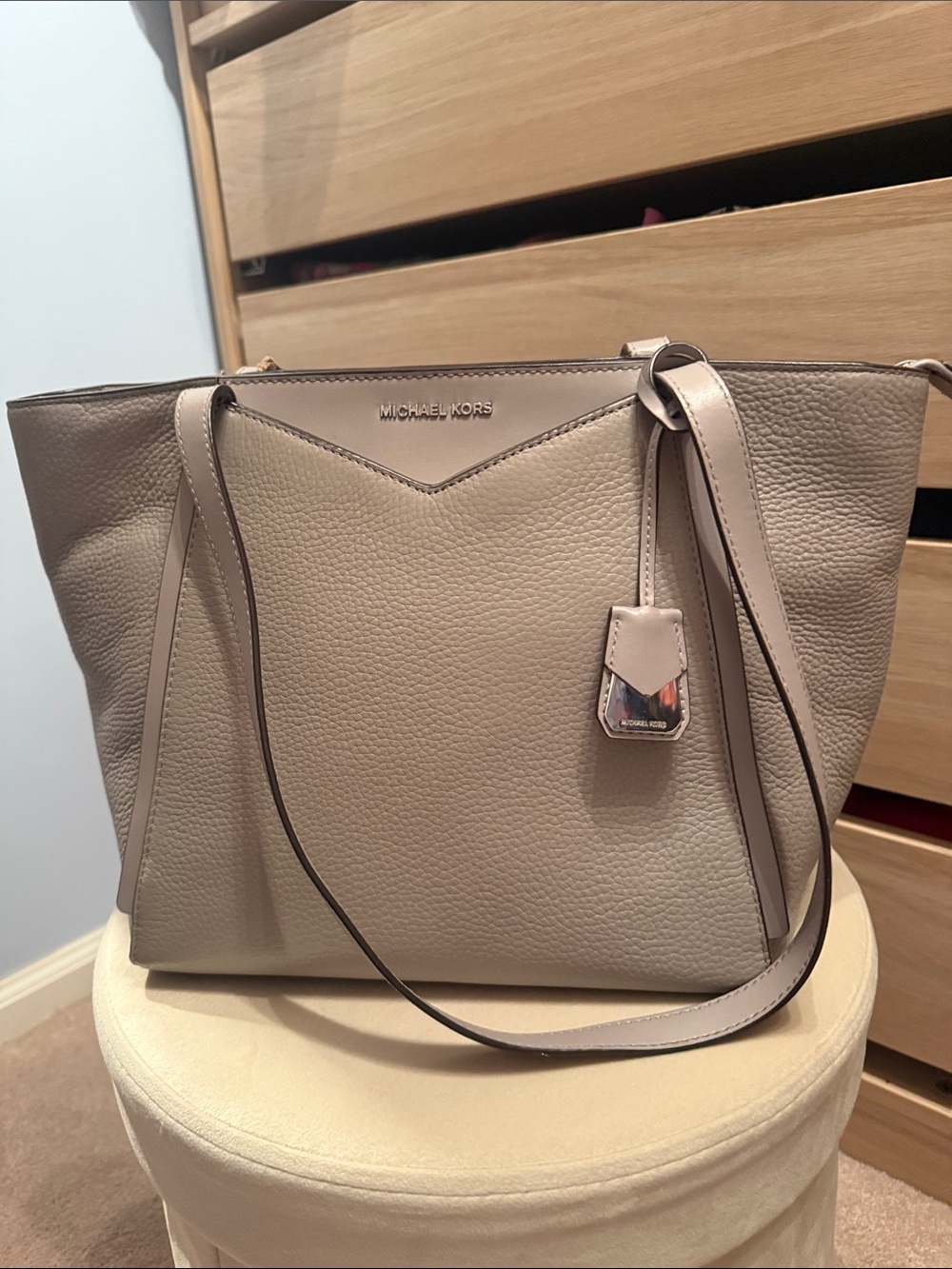 Michael Kors Pebbled Leather Tote in Taupe